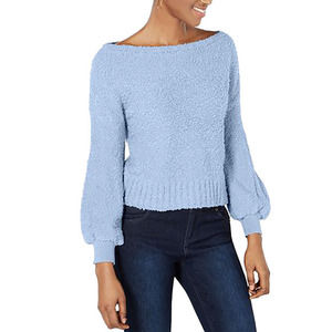 BAR III Air Blue, Bishop Sleeve Sweater, Boat Neck, Textured, Fuzzy, SZ‎ Small